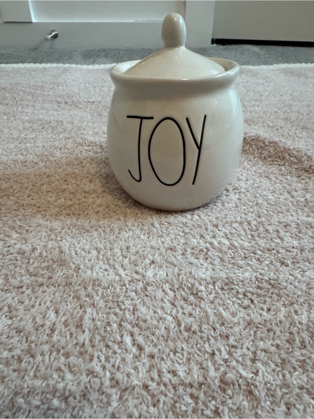Rae Dunn White Ceramic 'JOY' Jar with Lid